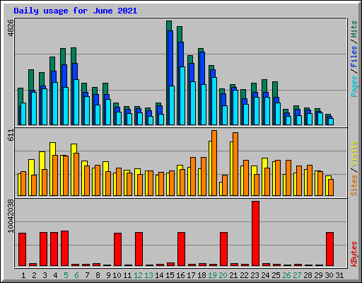 Daily usage for June 2021
