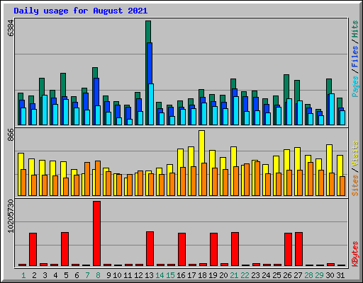 Daily usage for August 2021