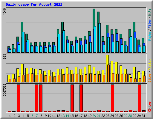 Daily usage for August 2022