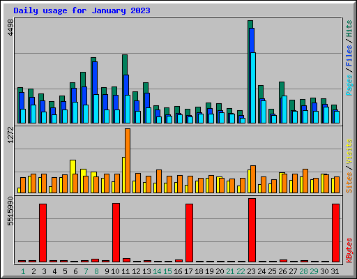 Daily usage for January 2023