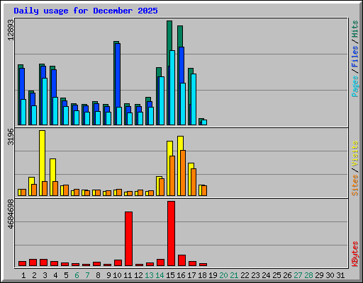 Daily usage for December 2025