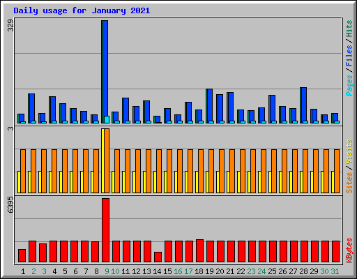 Daily usage for January 2021